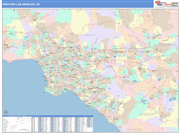 Greater Los Angeles Metro Area Wall Map Color Cast Style